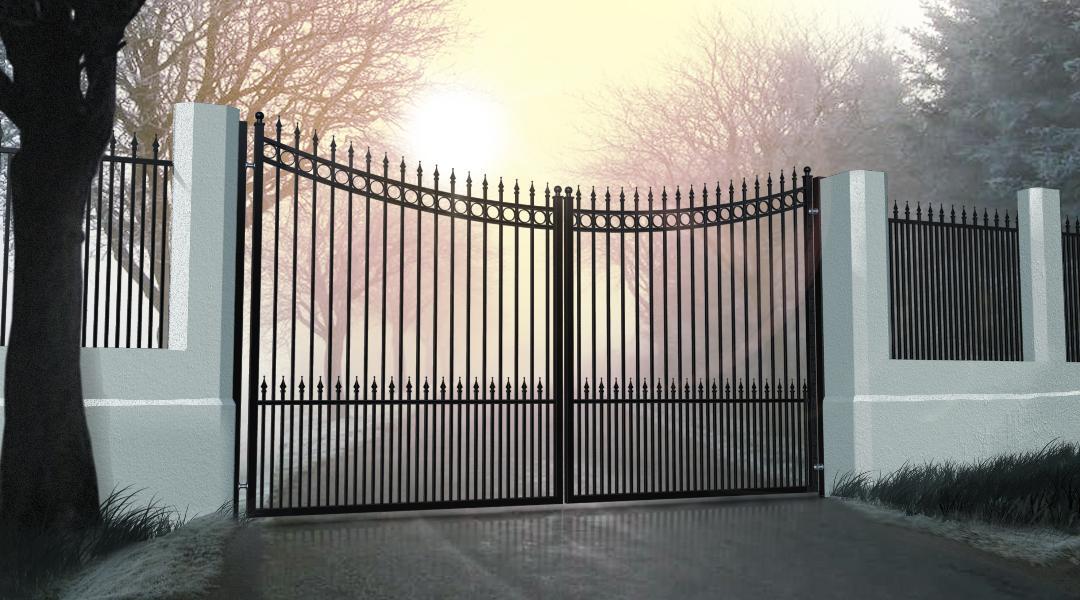 Ornate Aluminium Driveway Gates - Inverse curved top