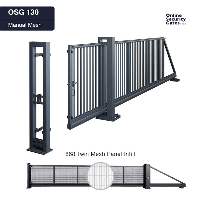 OSG 130 Manual Mesh 6m to 7.5m - Commercial & Industrial Sliding Gate