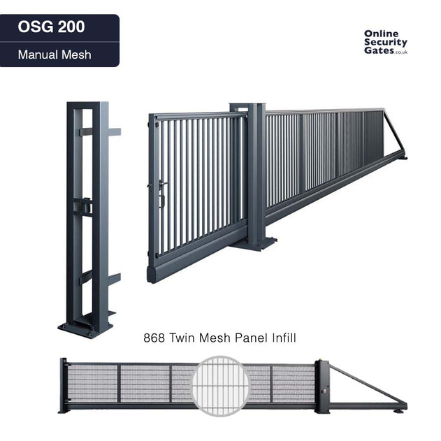 OSG 200 Manual Mesh 8m to 12m - Commercial & Industrial Sliding Gate