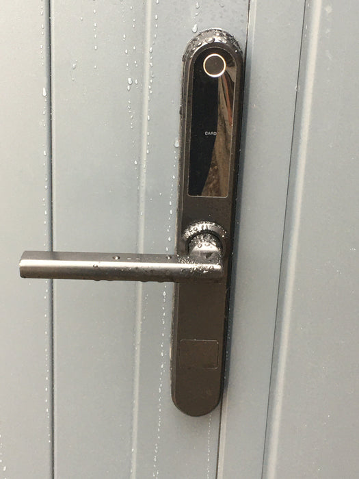 The Portobello - Aluminium pedestrian gate with solid infill - Vertical slats - Flat top| Supplied with lock, 3 x keys, full height lock keep receiver, full hinge pack for mounting