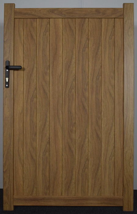 Aluminium pedestrian gate with solid infill - Vertical slats - Flat top| Supplied with lock, lock keep and hinges for mounting