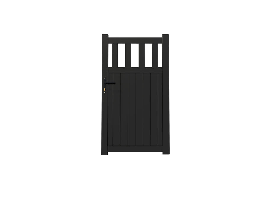 The Bond - Aluminium pedestrian gate with mixed infill - Vertical slats - Flat top| Supplied with lock, lock keep and hinges for mounting